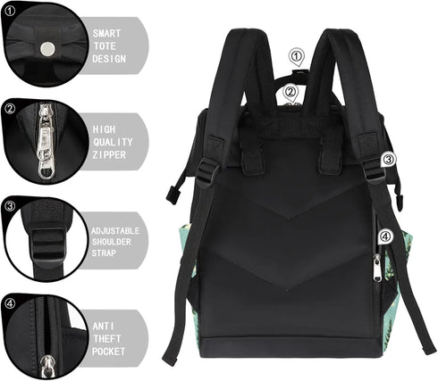 Hsnar Backpack Christmas Trees Snow Waterproof Diaper Bag Large Capacity Baby Bag with Stroller Straps, Multi-Pocket