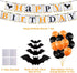Halloween Party Decorations - Orange Black Latex Balloons, Happy Birthday Banner, 32pcs Black Vampire Bats