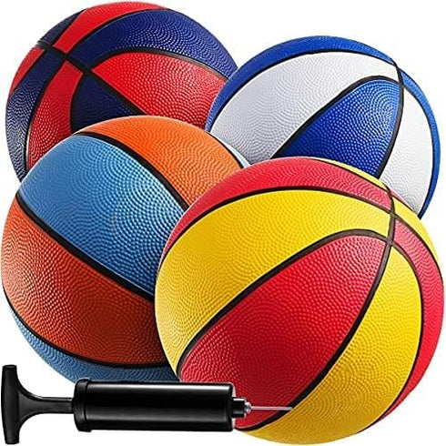 Mini Basketballs With Pump 7 Inch, Size 3 Pack Of 4 - Indoor/Outdoor Basketball Set for Kids