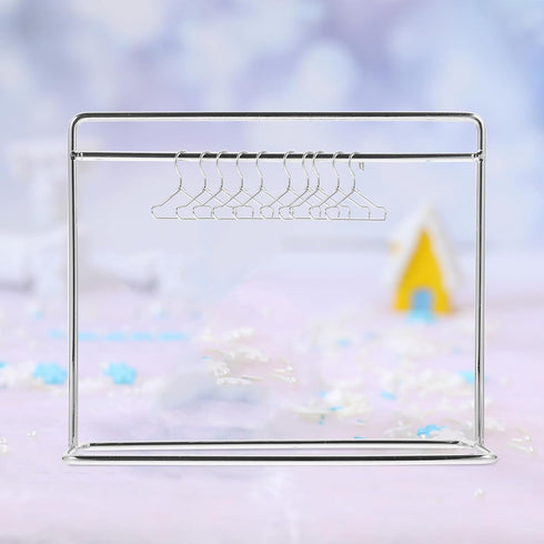 10 5.90X4.72X2.16 Inch TOYANDONA Mini Clothes Rack for Dolls with Miniature Metal Doll Clothes Hangers Doll Apparel