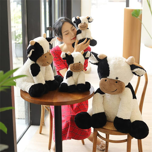 Cute Cattle Plush Toy, Cow Year Stuffed Animals Soft Doll for Kids, Birthday Gift (Black and White, 50cm/19inch)