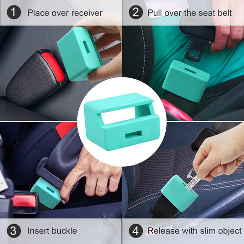Morlike Silicone Seatbelt Secure Buckle Safety Cover Lock, Keep Children Safe in Car Seat, 2 Pack Light Blue