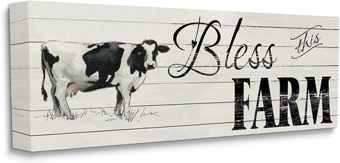 Stupell Industries Bless This Farm Sentiment Traditional Dairy Cow