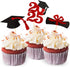 Red Glitter Graduation Cupcake Topper Class of 2025, Food/Appetizer Picks for Graduation Party (24pcs)