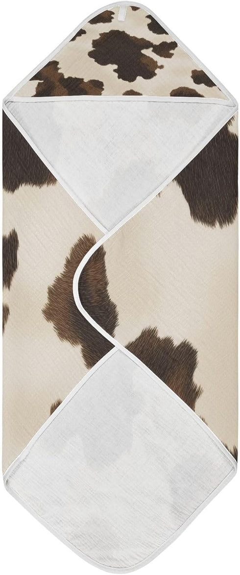 YANENDIE Cowhide Pattern Baby Bath Towel, Hooded Baby Towel for Newborn 30 x