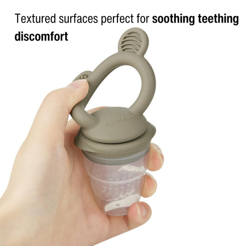 PandaEar 3 Pack Baby Fruit & Food Feeder Pacifier, Silicone Feeder with 3 Sizes Pouches, BPA-Free - Tan/Grey/Brown