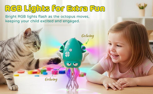 Tummy 3 4 5 6 7 8 9 10 SANJOIN Dancing Octopus Baby Toy,Easter Basket Stuffers Gitfs Rechargeable Time Toys Wiggling
