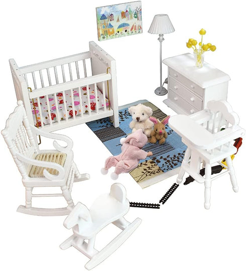iLAND Miniature Dollhouse Furniture and Accessories, 1/12 Scale Nursery Furniture, Lovely 14pcs