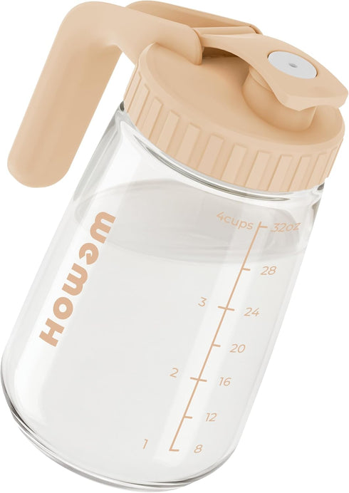 32oz Breast Milk Pitcher, 3X-Thick Heat & Cold Resistant Borosilicate Glass, Leakproof