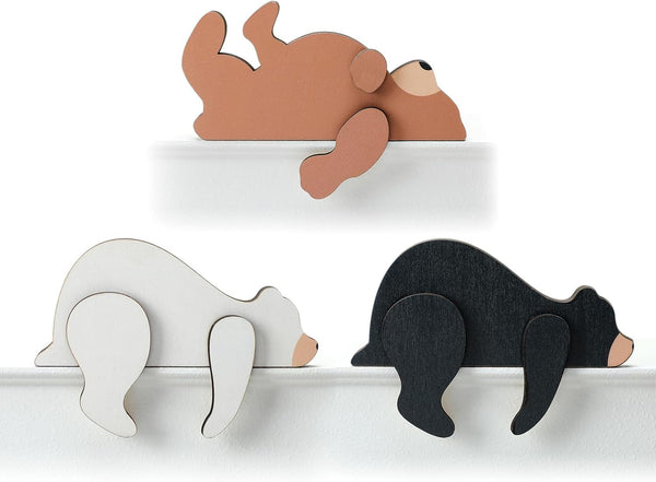 Threehoney 3 Pcs Forest Woodland Nursery Decor for Wooden Bear Door Topper Decoration