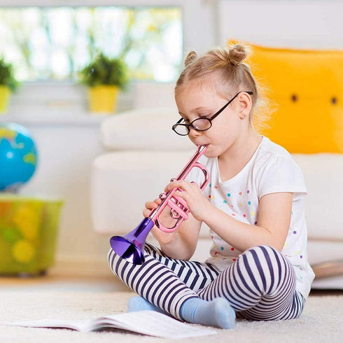 13 Inch Set 5, ArtCreativity Metallic Trumpets, of Fun Plastic Musical Instruments Noise Makers for Parties and Events
