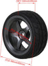 Mxfans 5 Spoke Grey Aluminium Alloy Wheel Rims & Black Square Pattern Rubber Tyres for RC 1:10 On Road Racing Car Set