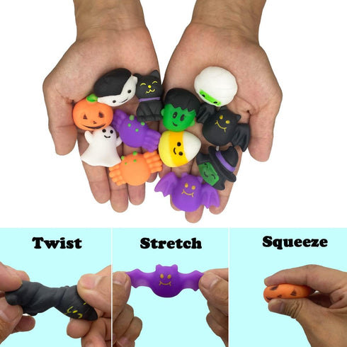 Anditoy 100 PCS Halloween Mochi Squishy Toys Squishies for Kids Girls Boys Halloween Party Favors Halloween Treat Bags