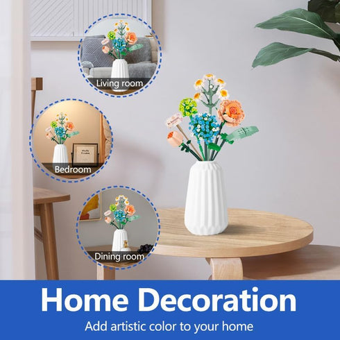Set, 680 (1671) Flower Bouquet Building Blocks Creative Artificial Eternal Flower Plant Models, Home Decor or Idea