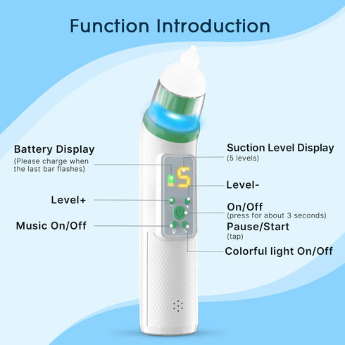 Okimos 5 Nasal Aspirator for Baby,Electric Nose Suction for Baby Nose Sucker ,Rechargeable Nose Cleaner for Toddler