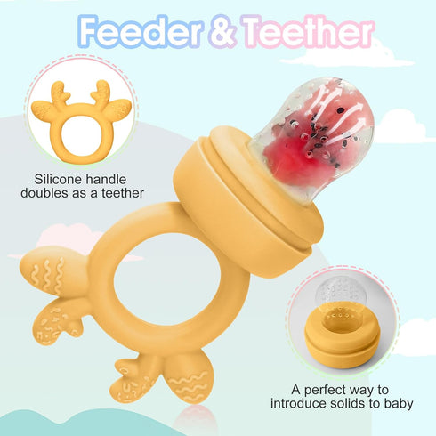 Baby Fruit Feeder and Breastmilk Popsicle Molds for Teething Relief | BPA Free Silicone Baby Food Teether Feeder (2