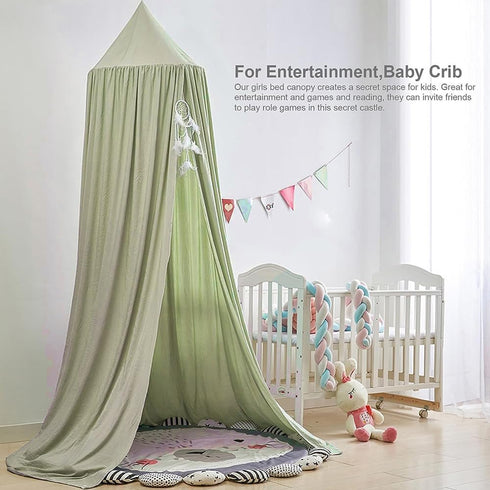 Bunnikins & Clover Bed Canopy for Girls Boys Bedroom Decor, Round Dome Mosquito Net for Baby Crib, Nook Castle Game