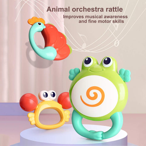 Baby Rattles Toys Set, Infant Grab N Shake Rattle, Sensory Teether, Music Learning Toy, Birthday Gifts for Newborns