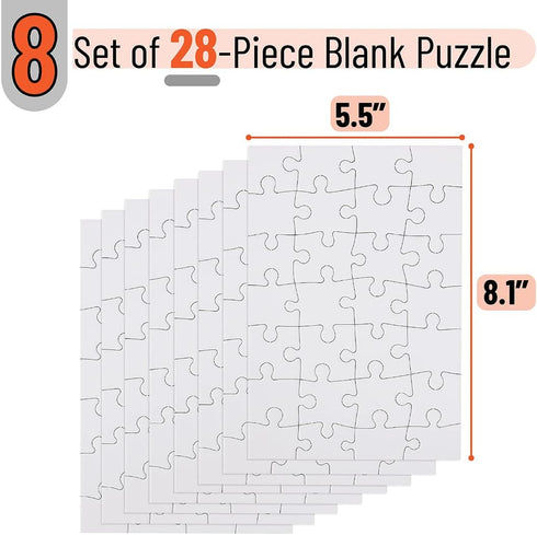Mr. Pen- Blank Puzzle, 8 Pack, 28 Pieces/Pack, 5.5 x 8.1 Inches, White, Blank Puzzles to Draw on, White Puzzle, All White Puzzle, Blank Puzzle Pieces to Write on, Blank Jigsaw Puzzle Pieces