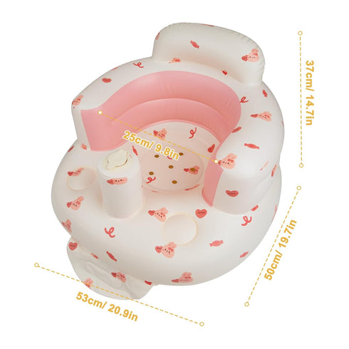 Inflatable Baby Chair with Built-in Air Pump | Sit me Up Floor Seat for Baby 3 Months & Up, Bunny Blow Up Seat