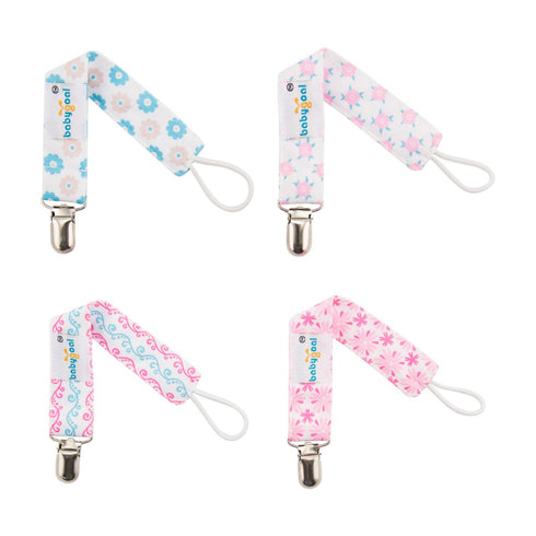 4 Pack 4MP04-HZ babygoal Baby Girl Pacifier Clips with Pacifier Case, Metal Clips for Boys and Girls Fits Most