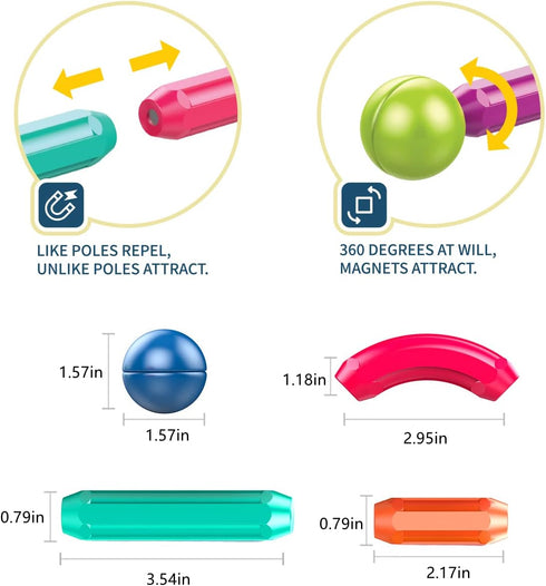 Magnetic Balls and Rods Set, Building Blocks Magnets for Kids, Learning & Education Toys, Montessori Toys for Toddlers