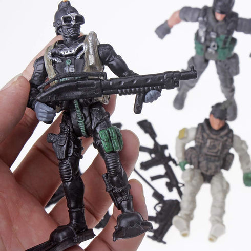 12 Pack US Military Toy Soldiers Playset - Realistic Action Figures with Combat Accessories for Kids