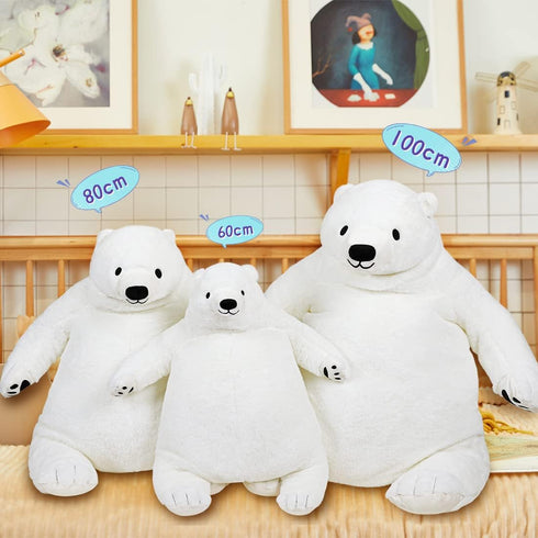 Djungelskog Bear Giant Simulation Plush Doll, 31.5 in/80 cm White Polar Bear, Huge Cuddly Teddy for Home Decoration