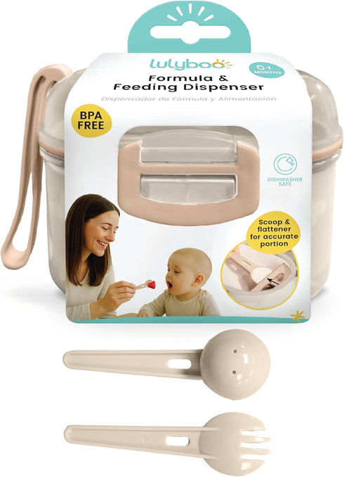 Lulyboo Baby Formula Milk Powder Container - Travel-Friendly, Airtight Storage with Scoop & Spork, Compact BPA-Free