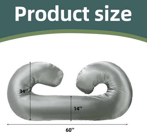 BALAPET Silky Satin Pregnancy Pillow Cover (ONLY Pillowcase), C Shaped Large Luxurious Smooth Maternity Pillow Cover