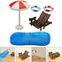 Toyvian 2 Sets Doll House Swimming Pool with Swimming Ring, Folding Beach Sunbath Chair Miniature Craft Furniture Pool