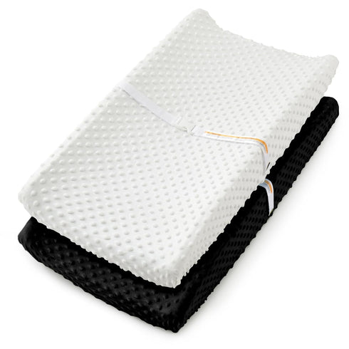 Homiest 2 Pack Changing Pad Cover, White + Black Changing Table Sheets, Ultra