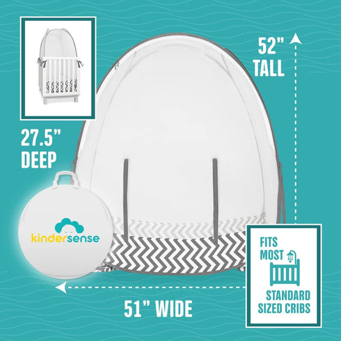 KinderSense - Premium Baby Safety Crib Tent - Toddler Crib Topper to Keep Baby from Climbing Out - See Through Mesh
