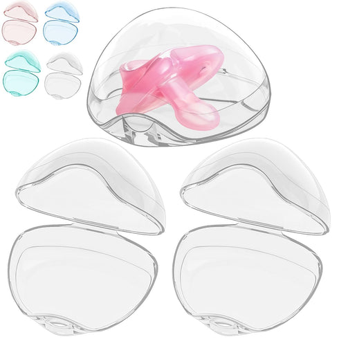Smlpuame Pacifier Case,3 Pack BPA Free Pacifier Holder Case,Transparent Container Box for