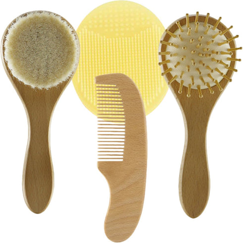 Homoyoyo Newborn Hair Brush Wool Brush Comb Essential Hair Care Kit for