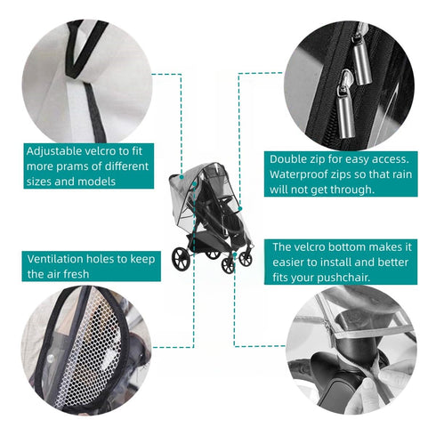 Luvorise Stroller Rain Cover, Baby Stroller Rain Cover Universal Plastic Stroller Cover, Rain Cover for Stroller