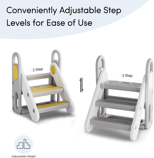 Mloong Counter Kids Step Stool Foldable for Bathroom Sink, Easy Folding Non-Slip Bathroom Stool Toilet Potty Training