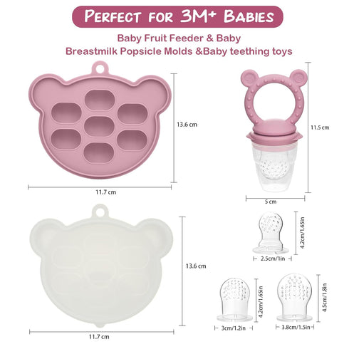 (2 Pack), WAJIAYON Baby Breastmilk Popsicle Molds & Baby Fruit Feeder Infant Food Freezer Tray Storage Containers