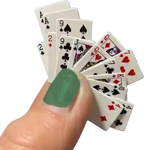Mini Playing Cards Pack of 10 Decks - Finger Poker Miniature Poker Set for Travel Games
