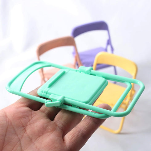 5Pcs Mini Folding Back Small Chair Model for Dollhouse, Plastic Scene Props for Micro Landscape Furniture