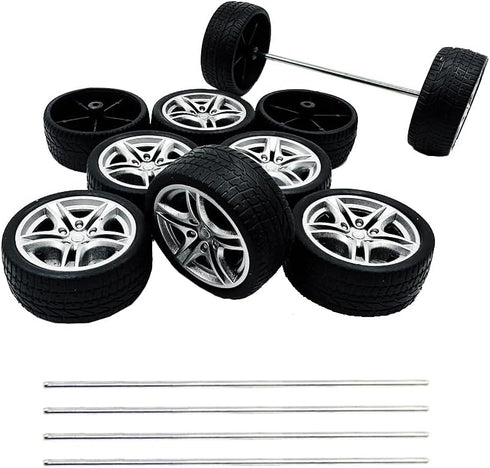 URIMPAVIDO 10PCS Toy Car Wheel 48mm Toy Car Rubber Tire Wheels with 5PCS