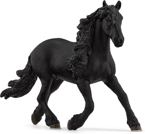 Schleich HORSE CLUB - 6" Frisian Stallion - Hand-Painted Collectable, Realistic Toy