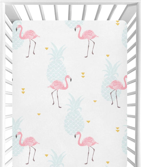 CaTaKu Baby Crib Sheets Cute Pineapple Flamingo Hawaii Mini Crib Sheets Fitted for