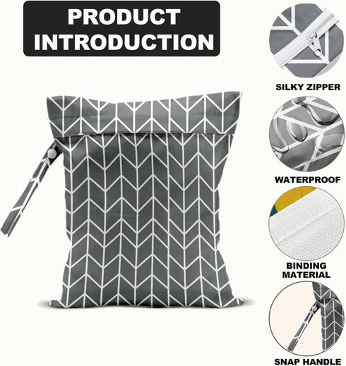 BQXH 2Pcs Arrow Print Wet Bags, Wet Dry Bag Reusable Zipper Pouch for Swimsuit, Diapers, Travel, Pool, Beach, Dirty