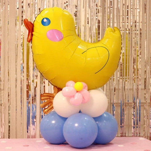 BinaryABC Chicken Mylar Foil Balloon, Easter Birthday Party Decorations, 5 Pcs
