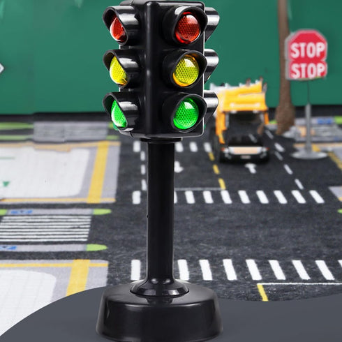 Toddmomy 12pcs Sound Child Traffic Play, Light Sand Learning Signs: Model Signs Signals Mini Toddler Toy
