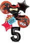 Ninja Birthday Party Supplies - Happy Kickin 5th Birthday Balloon Bouquet Decorations