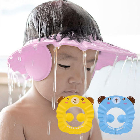 Pineeseatile Baby Shampoo Cap Adjustable Toddler Shower Ear Protection Shield Sun Shading Hat Pink Kids Hair Washing