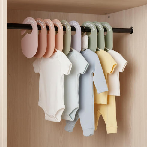 Hadnves 8 Pack Closet 8 24+ Baby Divider, Double Sided Baby Wardrobe Organizer Toddler Clothes Hanger Dividers Boy Girl
