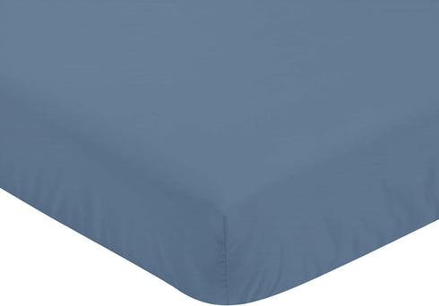 Sweet Jojo Designs Slate Blue Boy Baby Fitted Crib Sheet for Infant Newborn Nursery Toddler Bed Room Standard Mattress